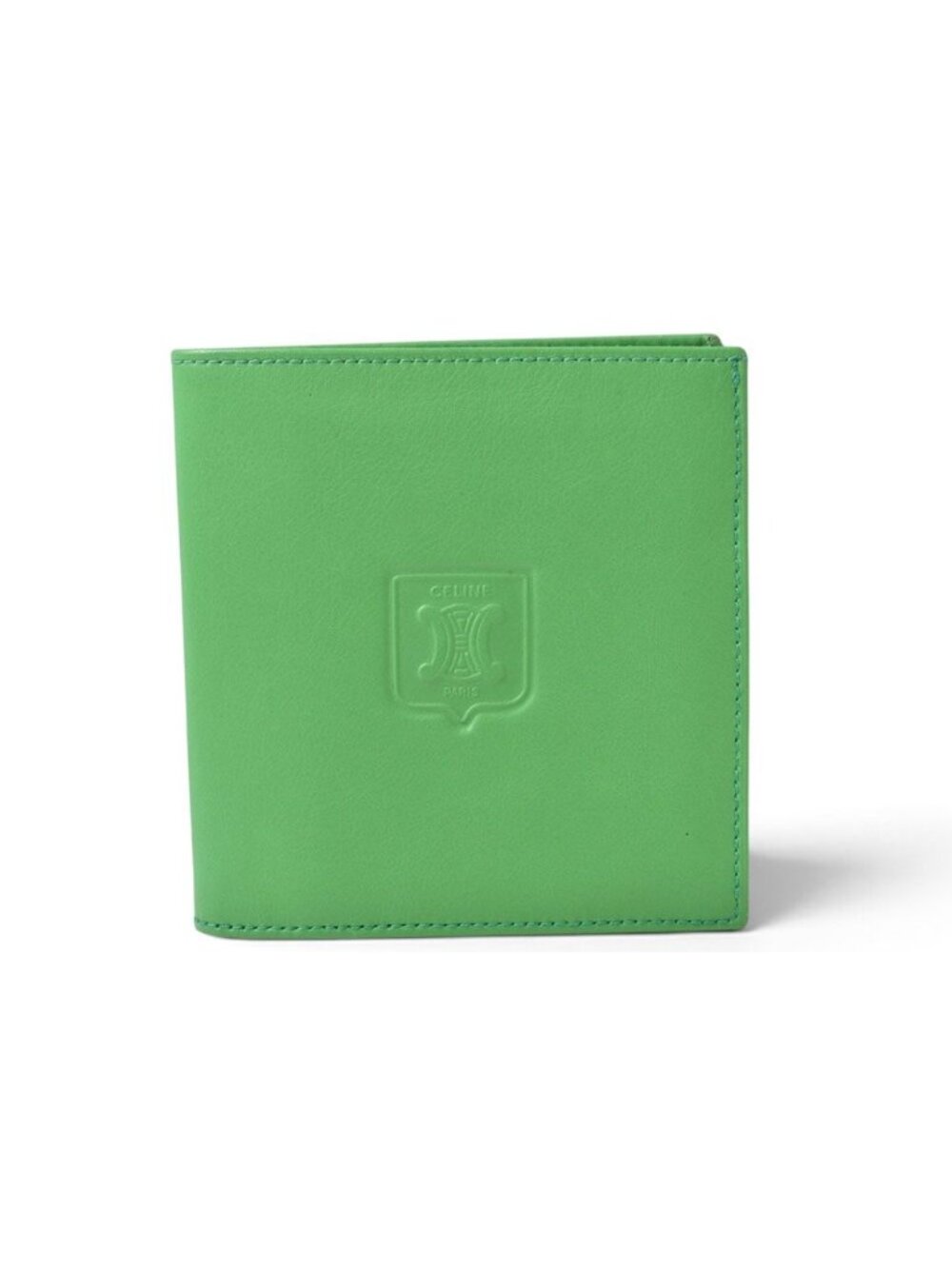 Celine Wallet Bifold Vintage Triomphe Embossed Leather Green